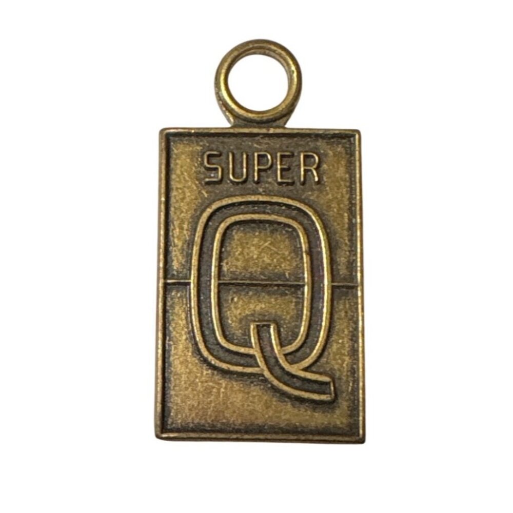 Super Q Vintage Brass Rectangular Pendant Charm With Loop